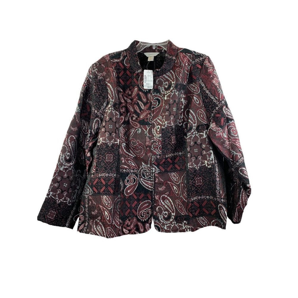 CJ Banks Women's Burgundy & Silver Blazer